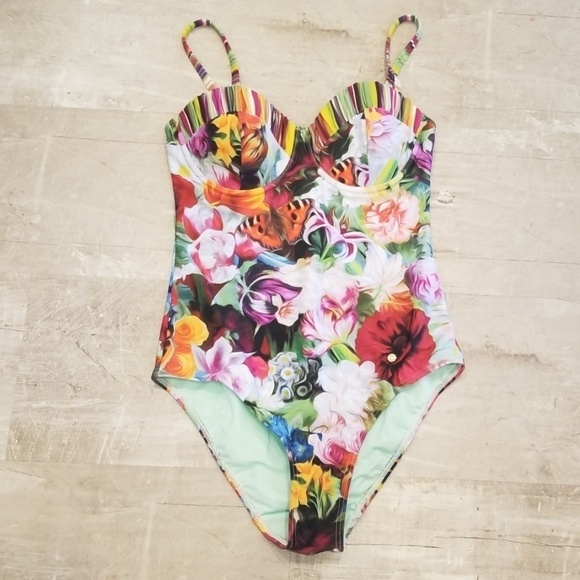 💕TED BAKER💕 Imari Floral Swirl One-Piece Swimsuit Fuscia Multi-Color 34C/D NWT - Picture 7 of 8